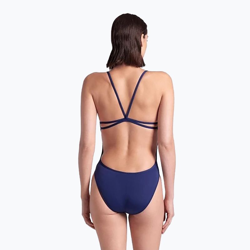 Dámske jednodielne plavky arena Lace Back Solid navy/white 7