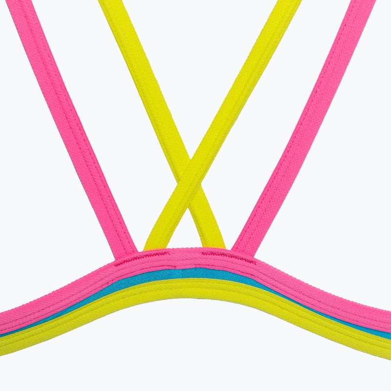 Dámske jednodielne plavky arena One Double Cross Back One Piece tyrkysová/fluo ružová/jemne zelená 5