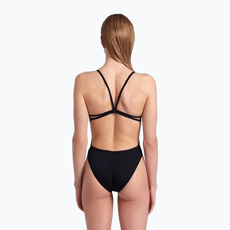 Dámske jednodielne plavky arena Lace Back Solid black/white 7