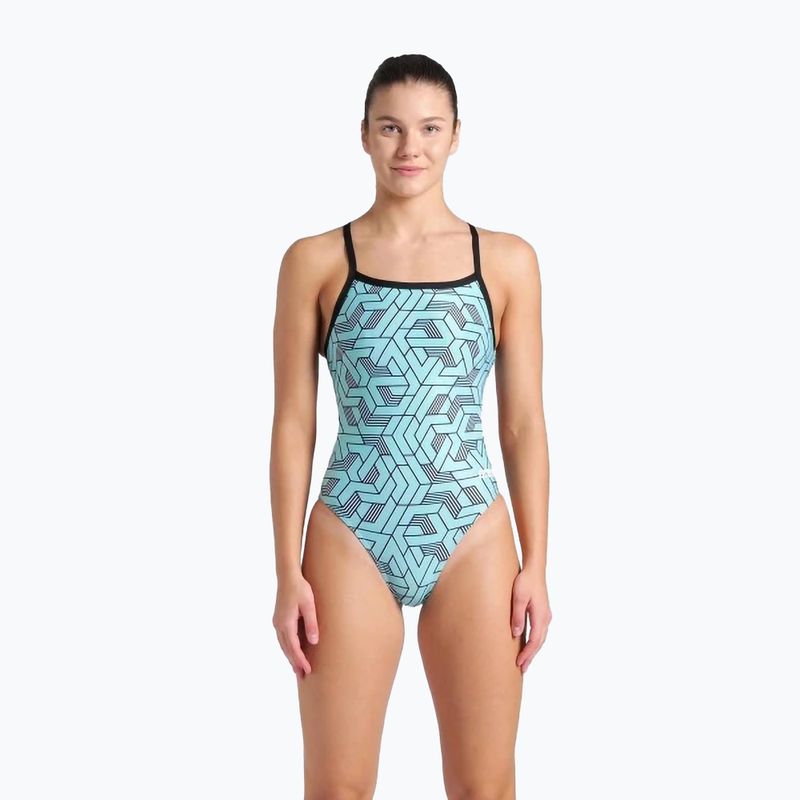Dámske jednodielne plavky Arena Escape Challenge Back black/water blue multi