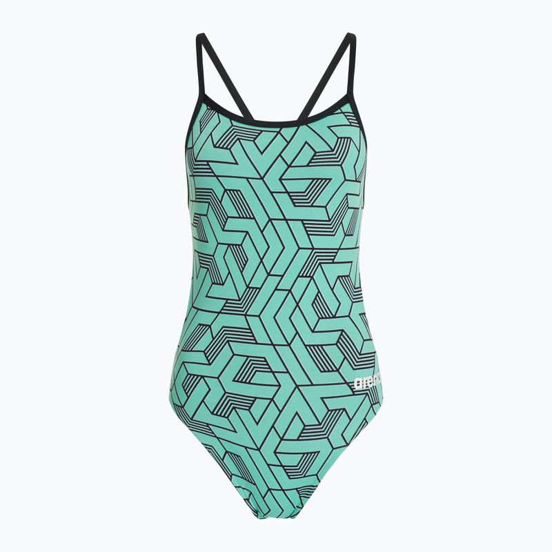 Dámske jednodielne plavky Arena Escape Challenge Back black/water blue multi