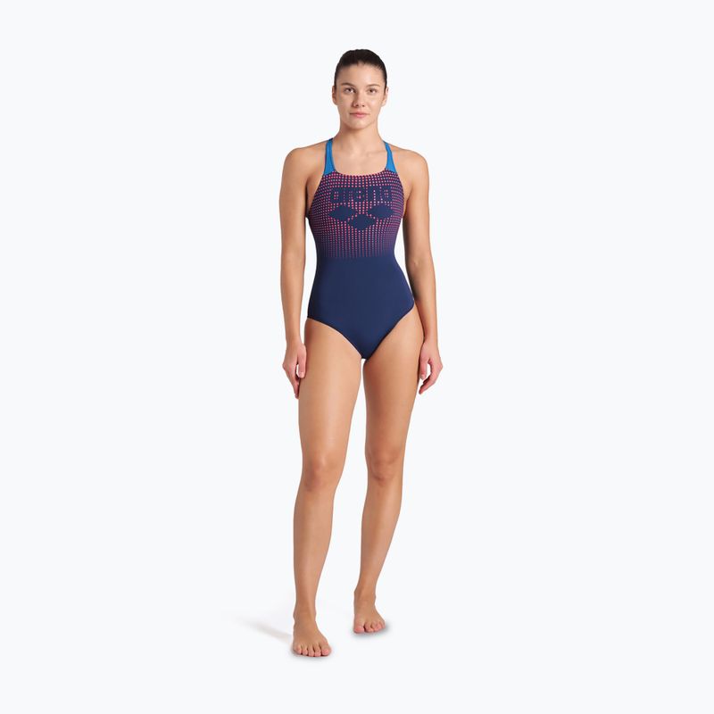 Dámske jednodielne plavky arena Foggy Dots Swim Pro Back navy / blue cosmo 2