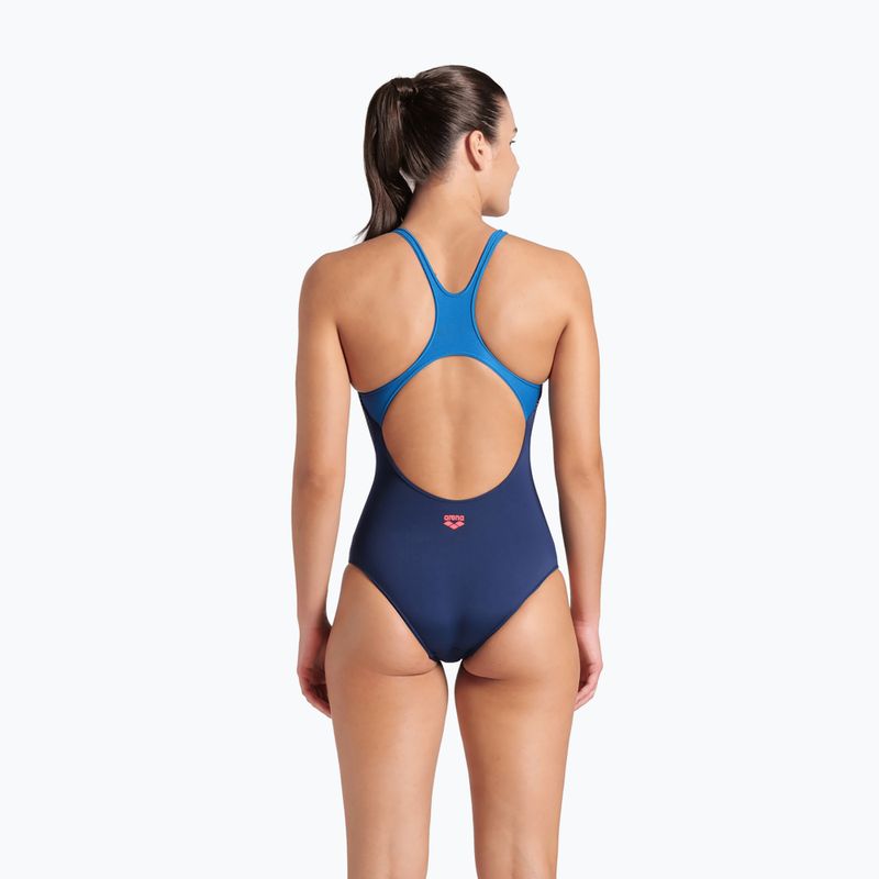 Dámske jednodielne plavky arena Foggy Dots Swim Pro Back navy / blue cosmo 3