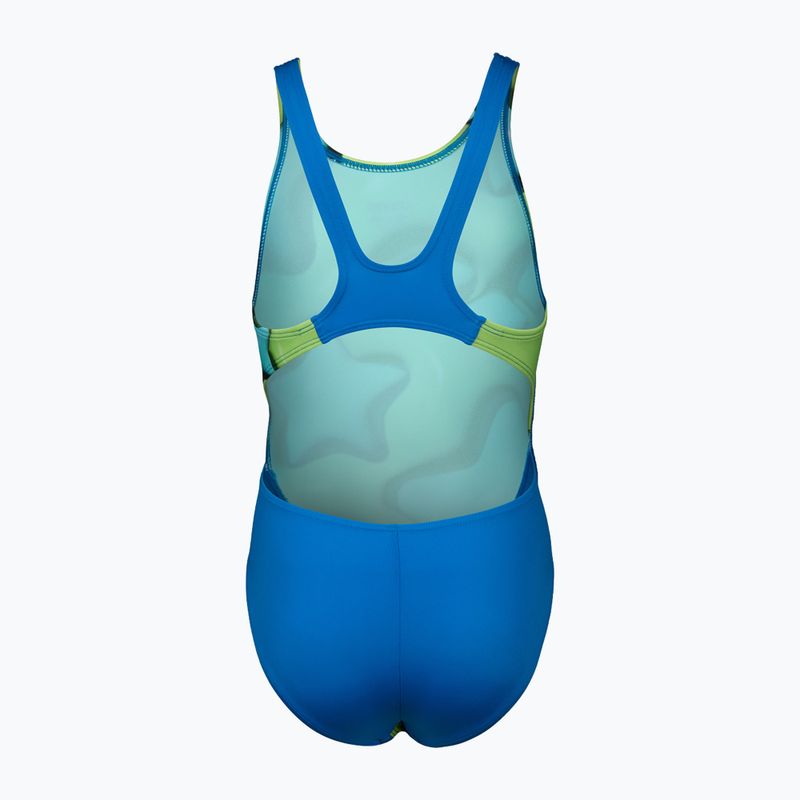 Arena Star Shaped Swim Tech L modré river/soft green/multi detské jednodielne plavky 2