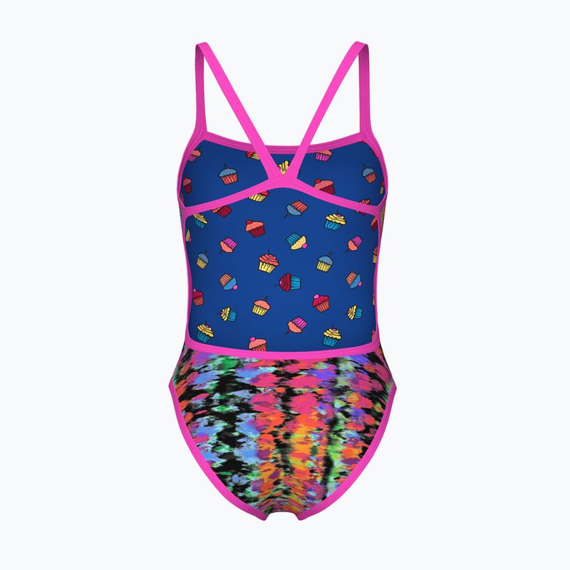 Dámske jednodielne plavky arena Reversible Swimsuit Challenge Back royal multi/shocking pink 4
