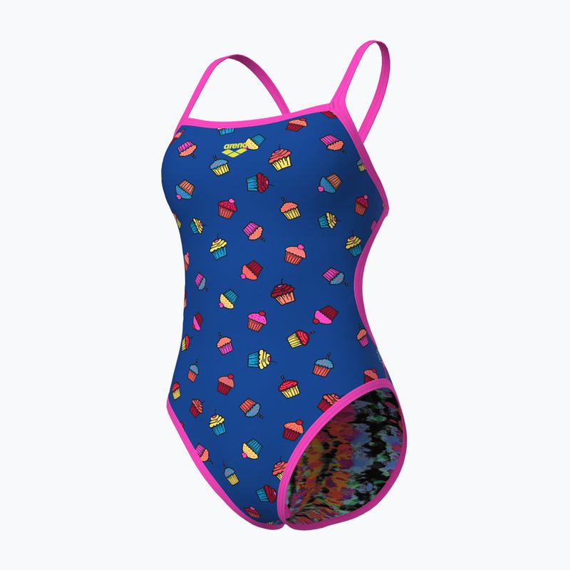 Dámske jednodielne plavky arena Reversible Swimsuit Challenge Back royal multi/shocking pink 5