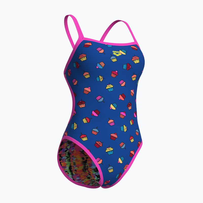 Dámske jednodielne plavky arena Reversible Swimsuit Challenge Back royal multi/shocking pink 6