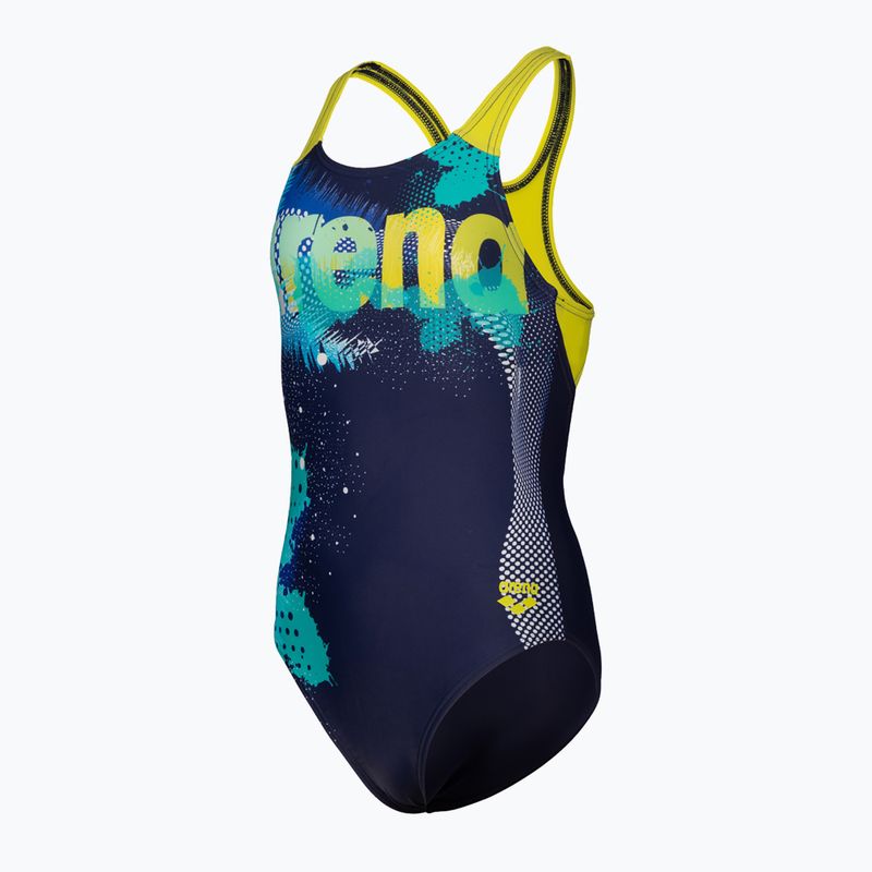 Detské jednodielne plavky arena Light Tricks Swim Pro Back navy/soft green/multi 3