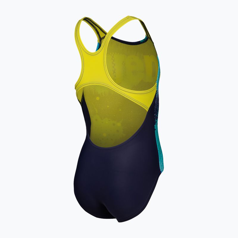 Detské jednodielne plavky arena Light Tricks Swim Pro Back navy/soft green/multi 4