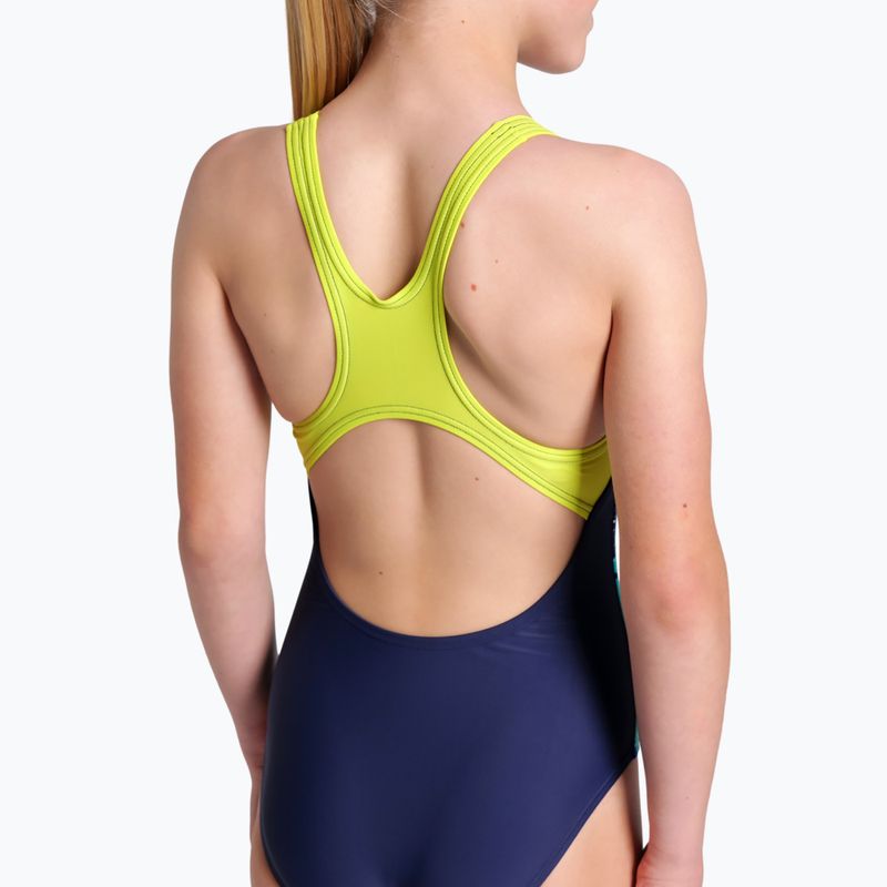Detské jednodielne plavky arena Light Tricks Swim Pro Back navy/soft green/multi 9
