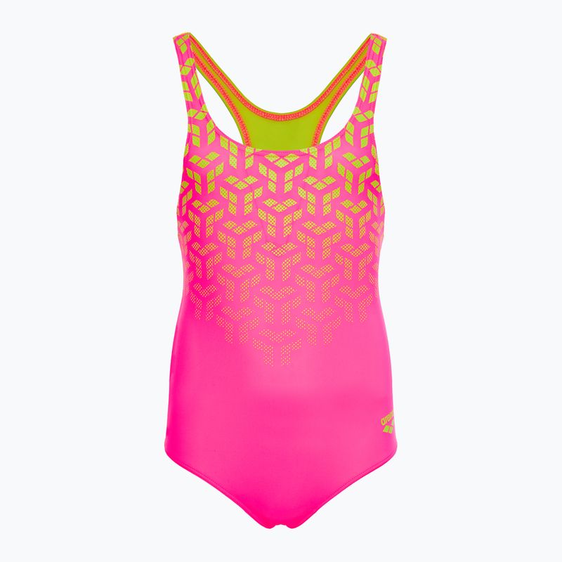 Detské jednodielne plavky Arena Kikko V Swim Pro Back shocking pink / soft green