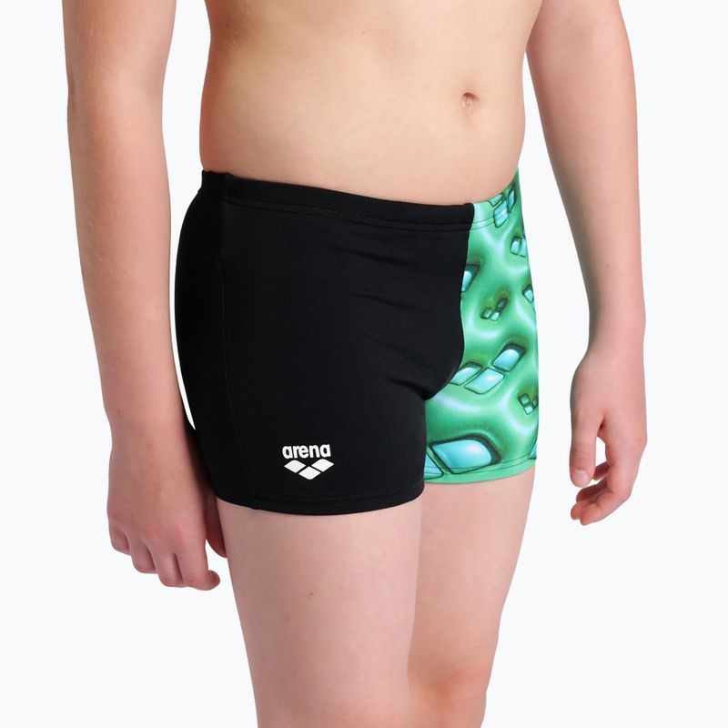 Detské plavecké boxerky arena Foam Swim Short black/soft green multi 8