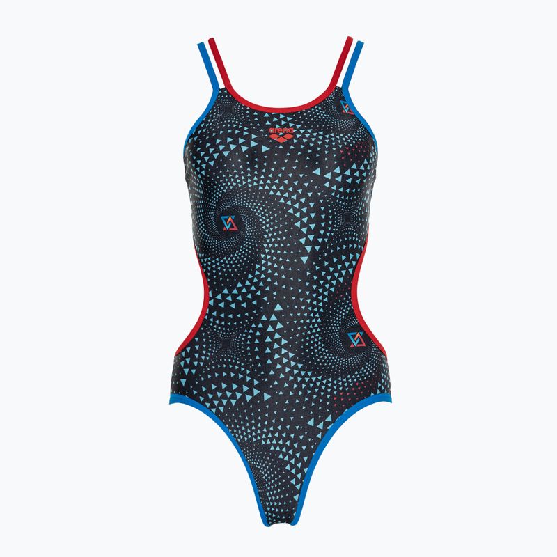 Dámske jednodielne plavky arena One Fireflow Double Cross blue river/red/black multi