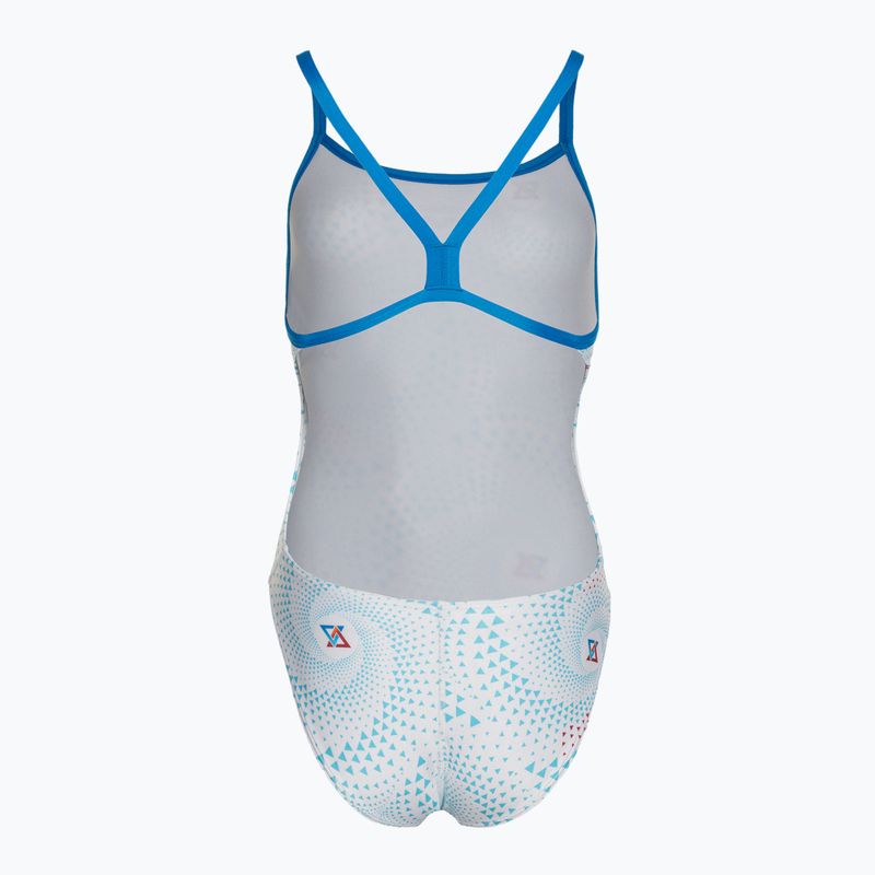 Dámske jednodielne plavky arena Fireflow Challenge back blue river/white multi 2