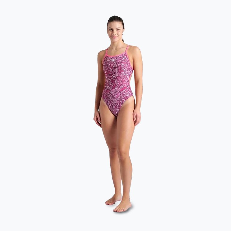 Dámske jednodielne plavky arena Pink Dahlia Lace Back shocking pink/multi 2