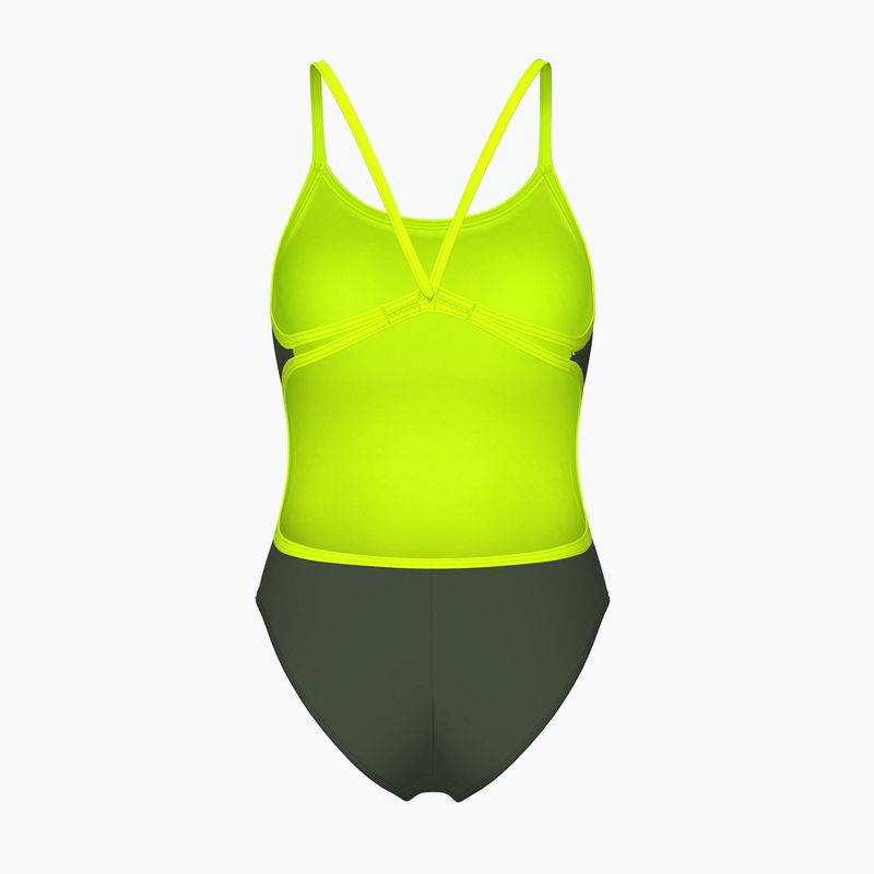Dámske jednodielne plavky arena Lace Back Solid dark sage/artic lime 2