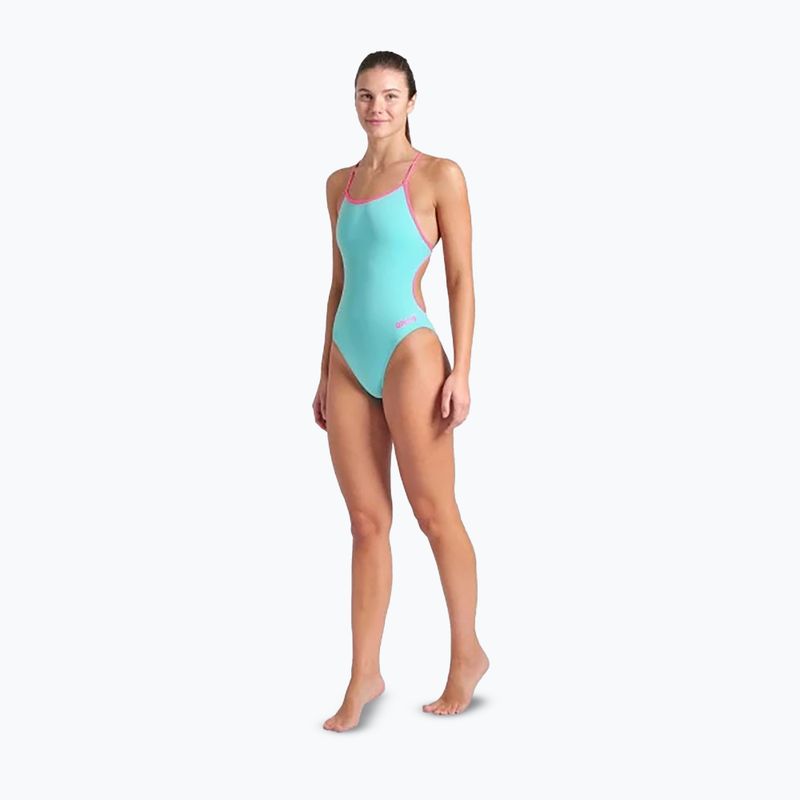 Dámske jednodielne plavky arena Lace Back Solid water/shocking pink 2