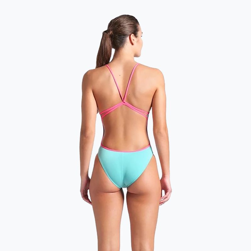 Dámske jednodielne plavky arena Lace Back Solid water/shocking pink 3