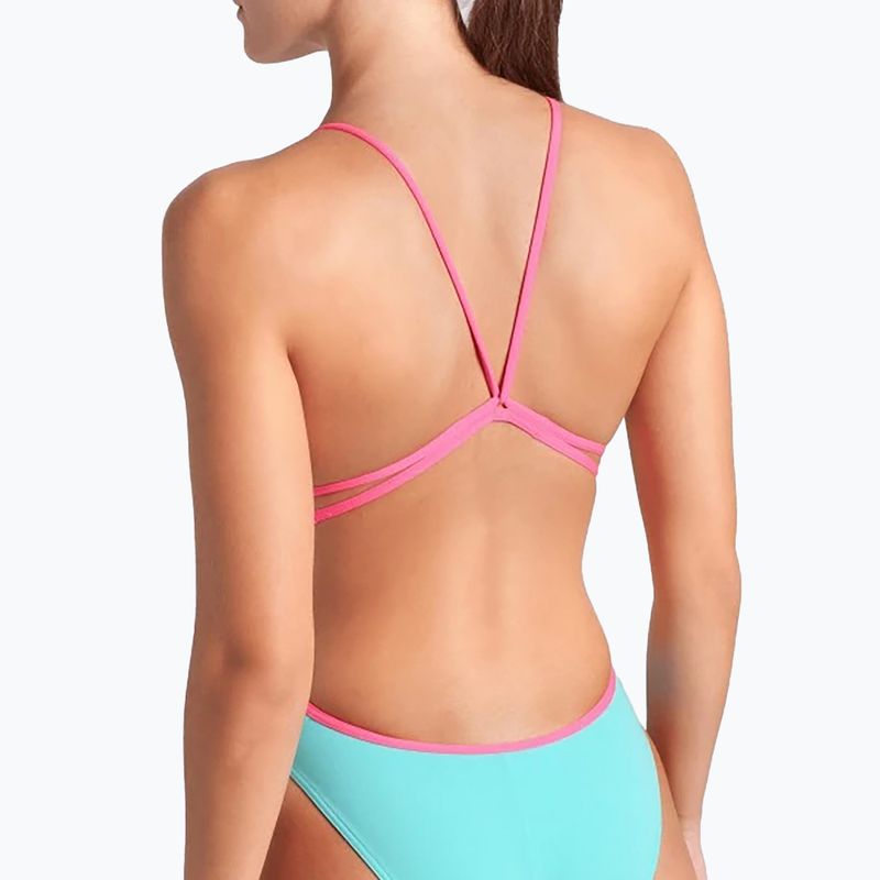Dámske jednodielne plavky arena Lace Back Solid water/shocking pink 5