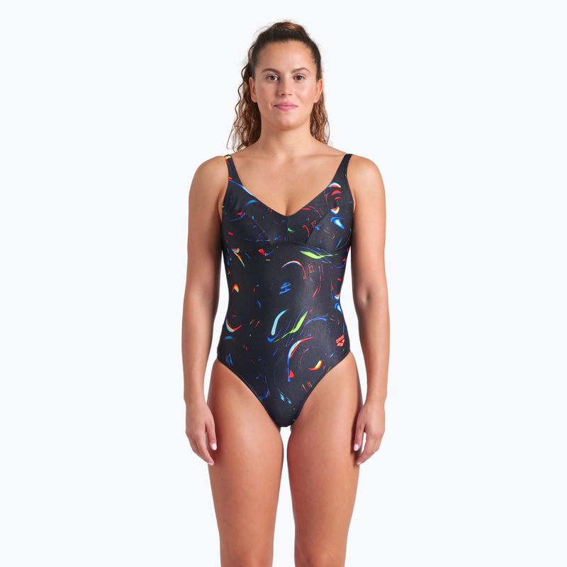 Dámske jednodielne plavky arena Abyss U Back multi black/black 5