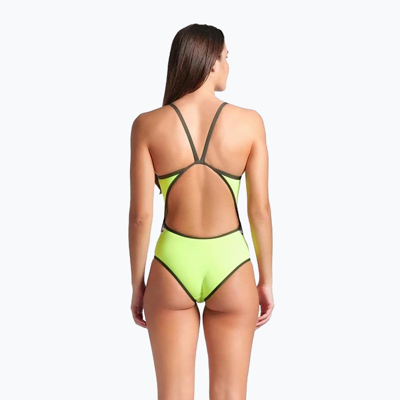 Dámske jednodielne plavky arena Icons Super Fly Back Solid artic lime/dark sage 3