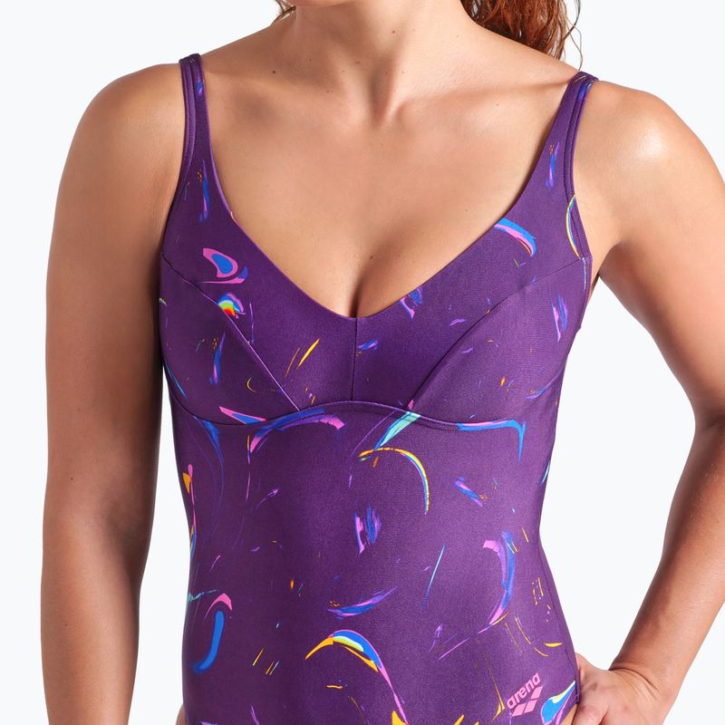 Dámske jednodielne plavky arena Abyss U Back multi plum/plum 8