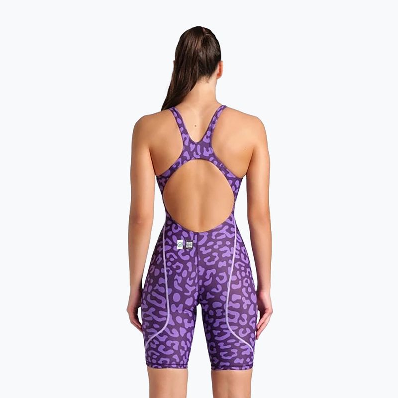 Dámske jednodielne plavky arena Powerskin ST Next LE Open Back leopard skin violet 3