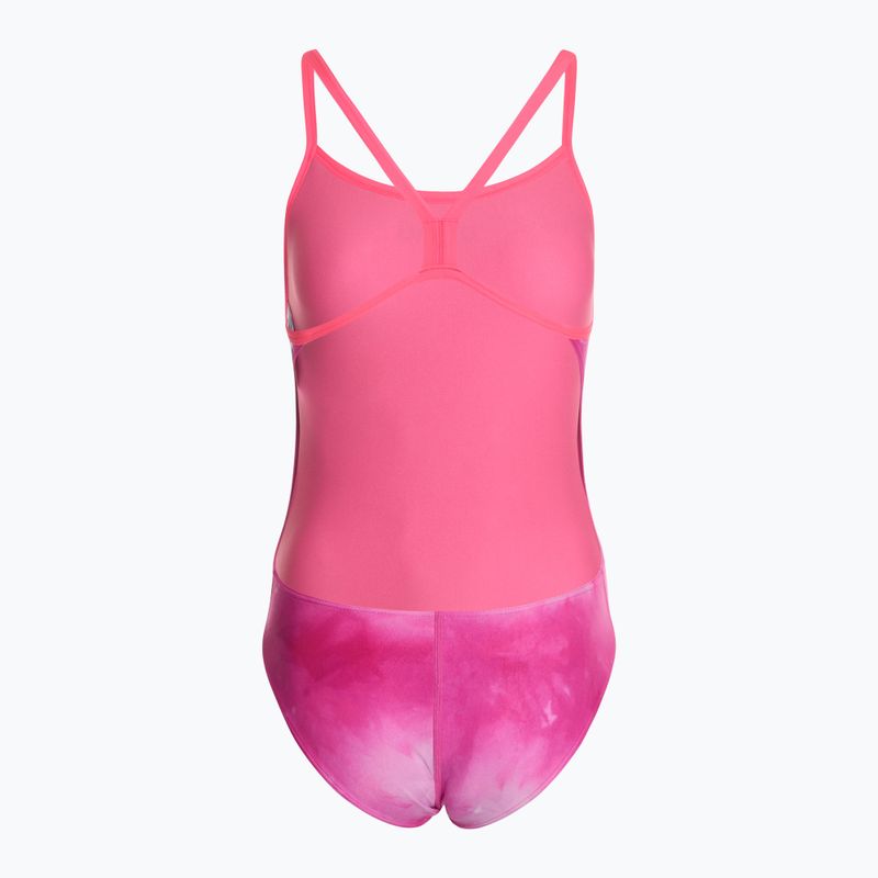Dámske jednodielne plavky arena Tie-Dye Challenge Back Allover shocking pink multi/shocking pink 2