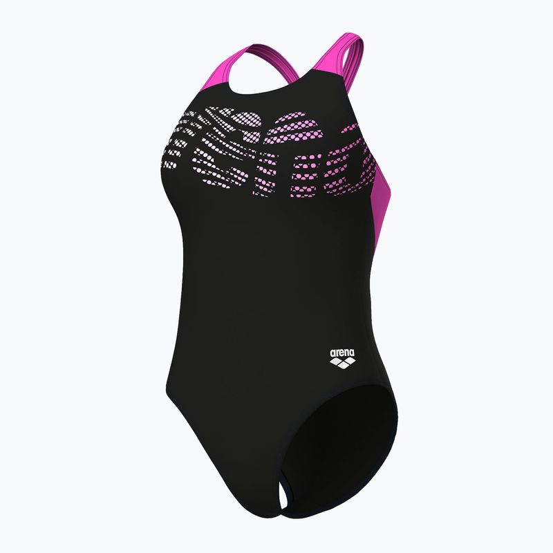 Dámske jednodielne plavky arena Flowing V Back black/shocking pink 4