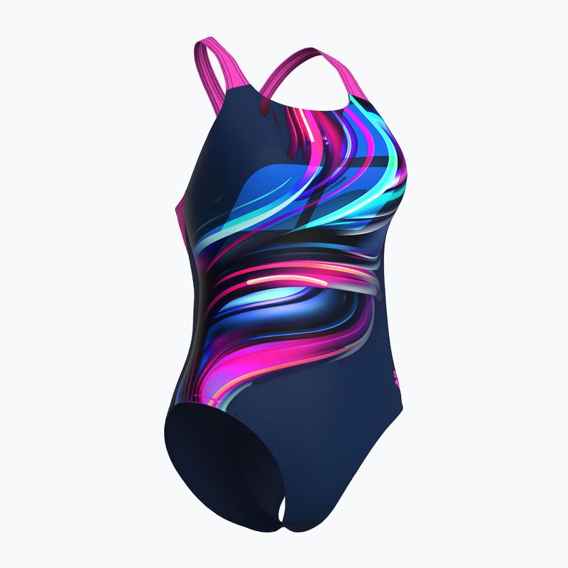Dámske jednodielne plavky arena Bloom Swim Pro Back Lb multi navy/navy/shocking pink 3