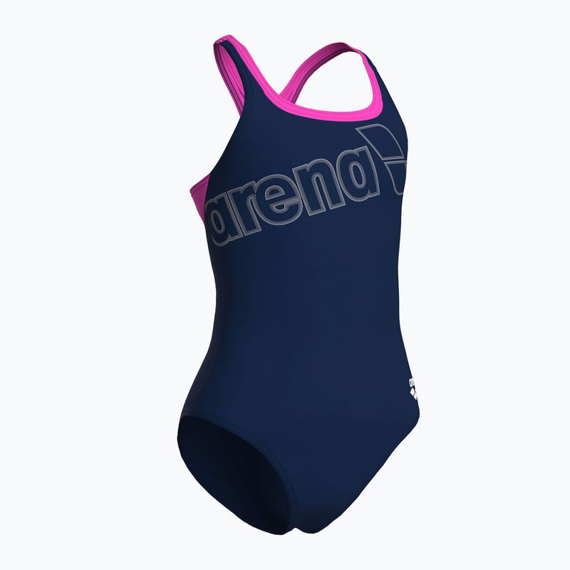 Dámske jednodielne plavky arena Logo Swim Pro navy/shocking pink 3