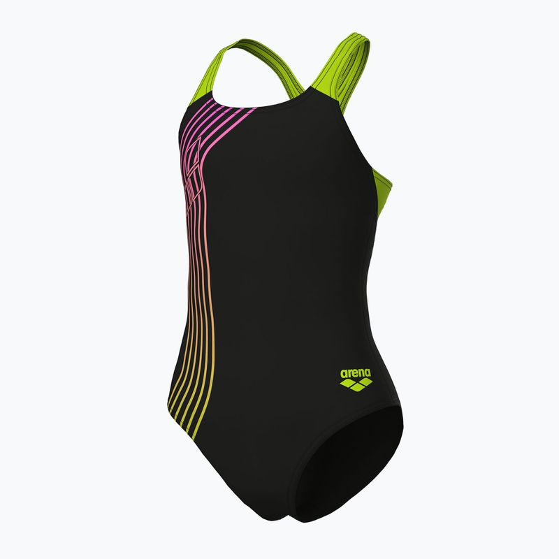 Detské jednodielne plavky arena Sound Track Swim Pro Back black/artic lime 4