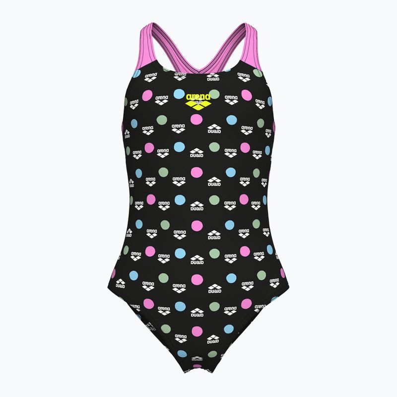 Detské jednodielne plavky arena Multiple Dot Swim Pro Back multi black/orchid