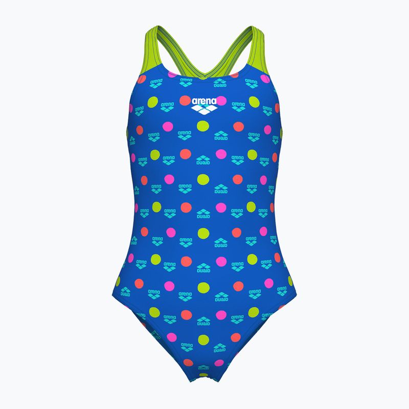 Detské jednodielne plavky arena Multiple Dot Swim Pro Back multi blue/artic lime