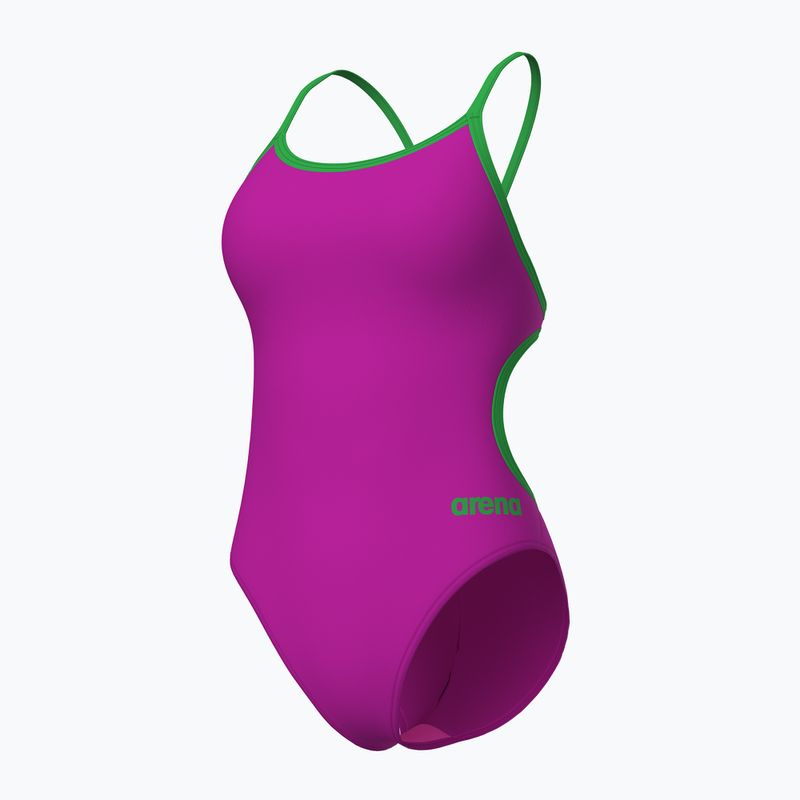 Dámske jednodielne plavky Arena Lace Back Solid very fuchsia/team green 3