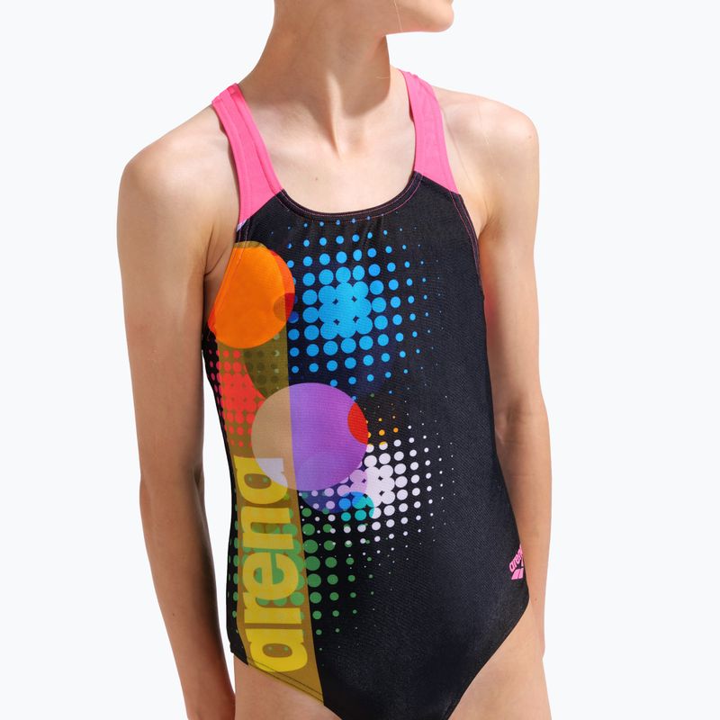 Detské jednodielne plavky arena Dots Swim Pro Back black multi/black/shocking pink 8