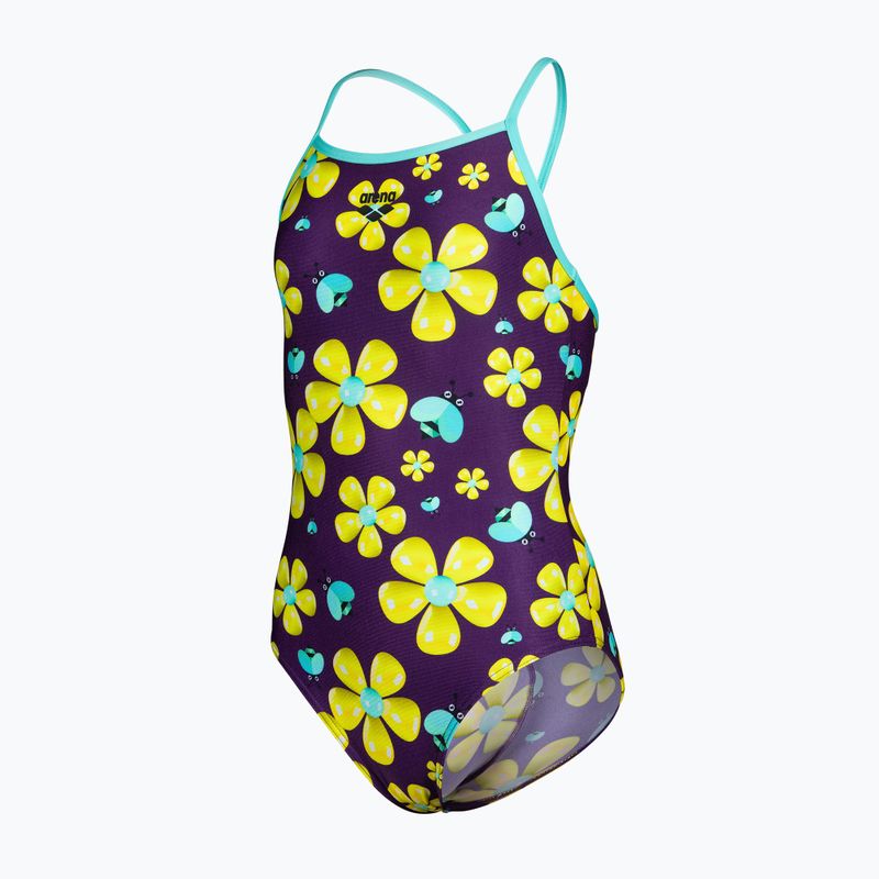 Detské jednodielne plavky arena Spring Lightdrop Back plum multi/water 3