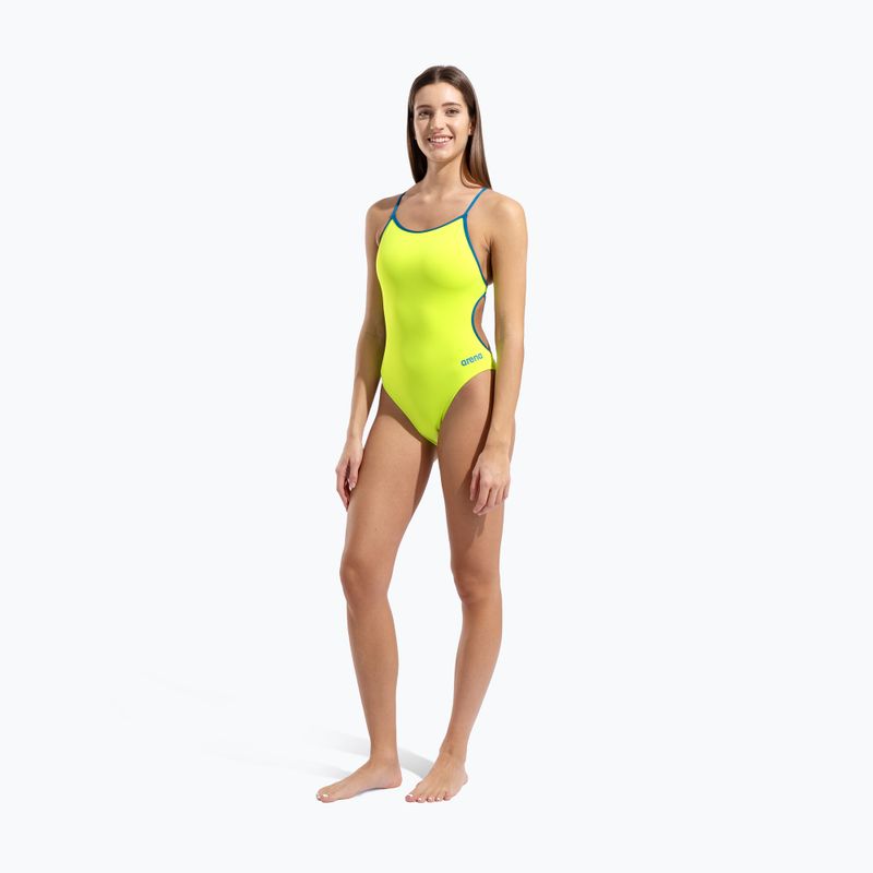 Dámske jednodielne plavky Arena Lace Back Solid artic lime/blue cosmo 6