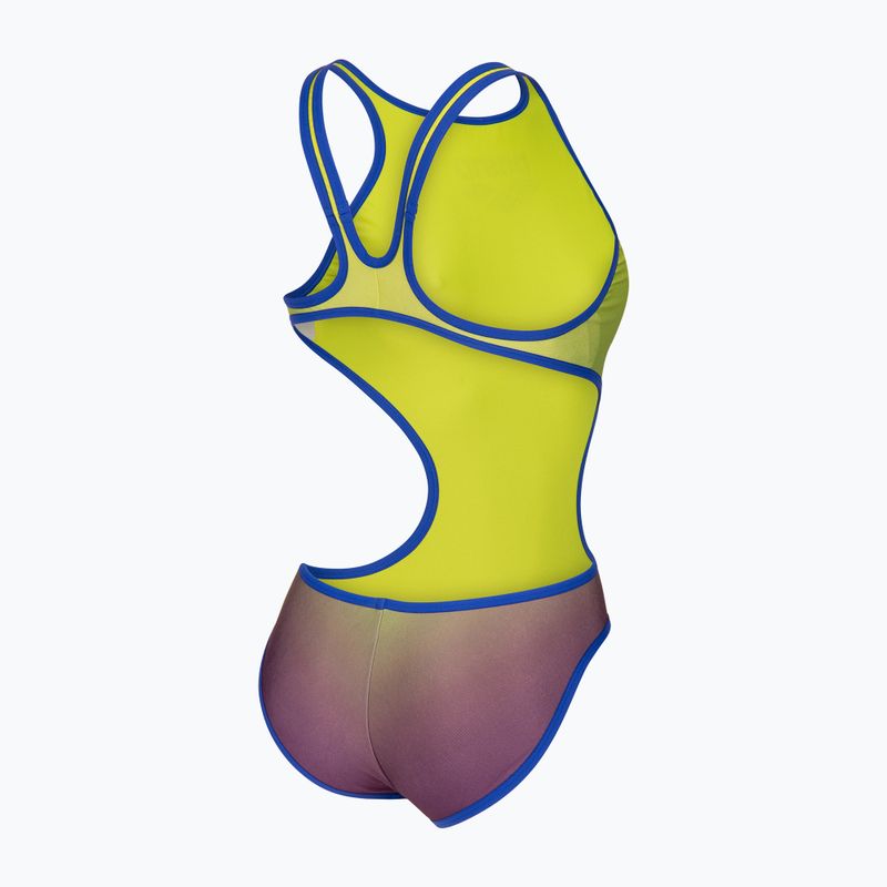 Dámske jednodielne plavky arena One Shaded Print Tech One Back artic lime violetta multi/neon blue 4