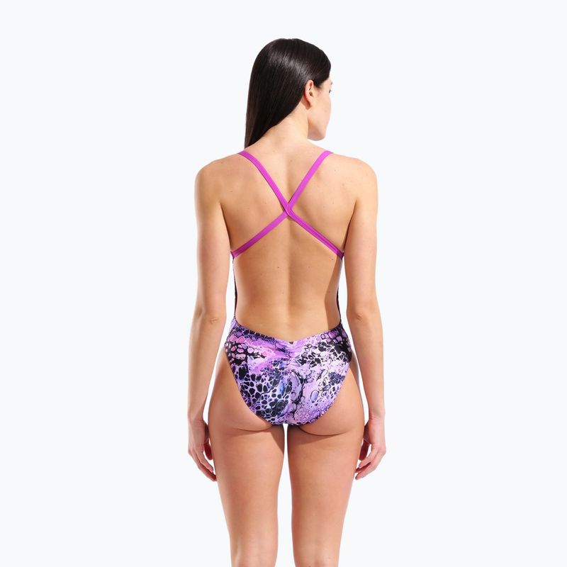 Dámske jednodielne plavky arena Earth View Xcriss Cross pink multi/very fuchsia 3