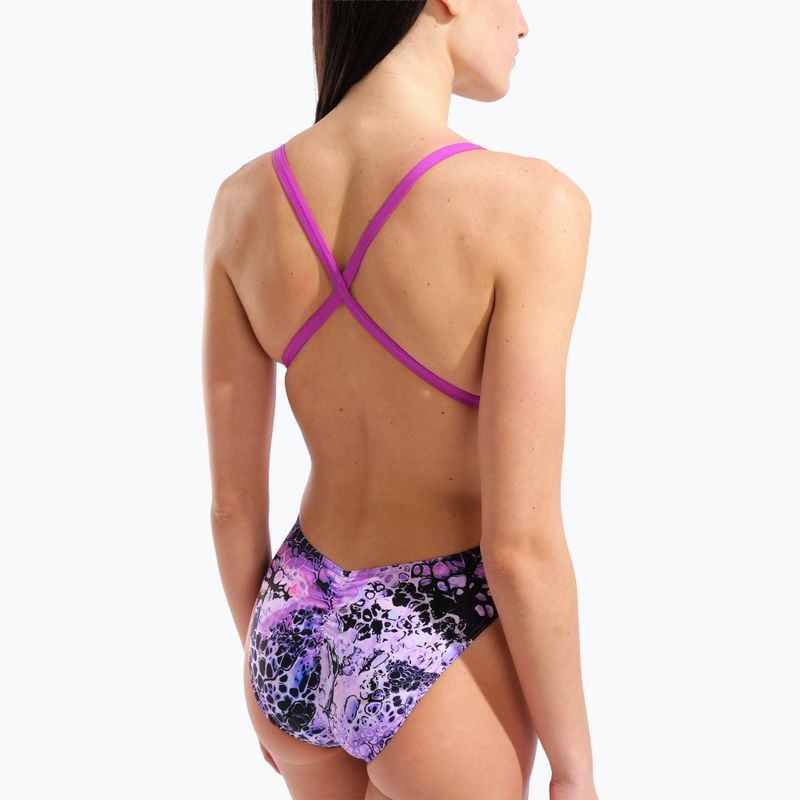 Dámske jednodielne plavky arena Earth View Xcriss Cross pink multi/very fuchsia 5