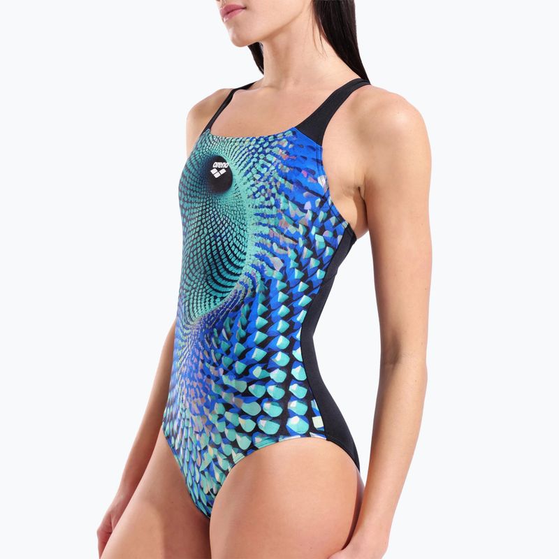 Dámske jednodielne plavky arena Peacock Swim Pro Back multi green/black 4