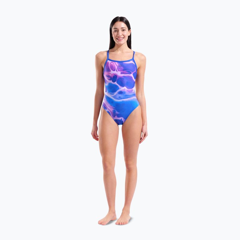 Dámske jednodielne plavky arena Earth Challange Back neon blue multi/neon blue/neon blue 2