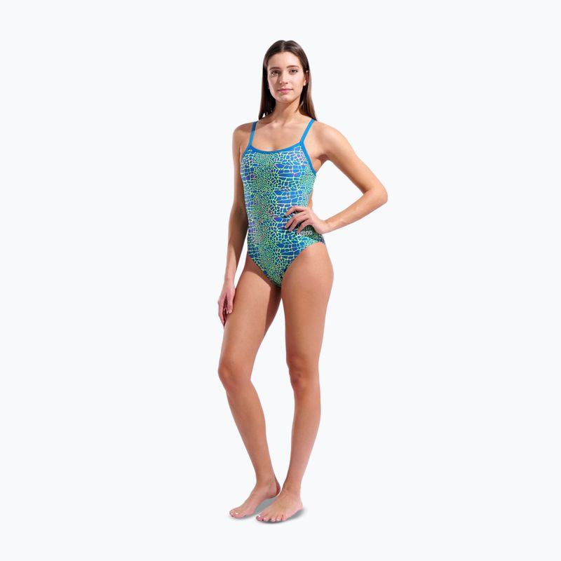 Dámske jednodielne plavky arena Snake Skin Challenge blue cosmo multi/blue cosmo 6