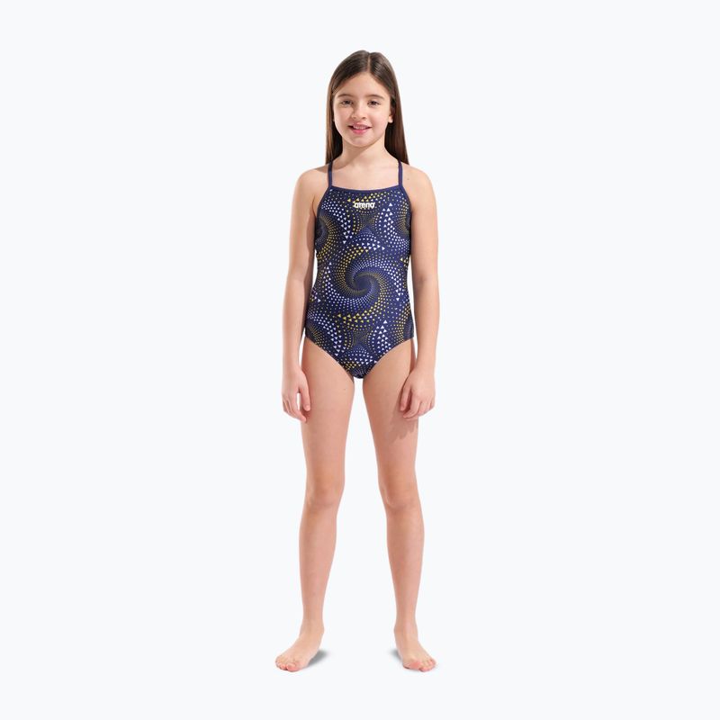 Detské jednodielne plavky arena Fireflow Lightdrop Back navy/team navy yellow 6