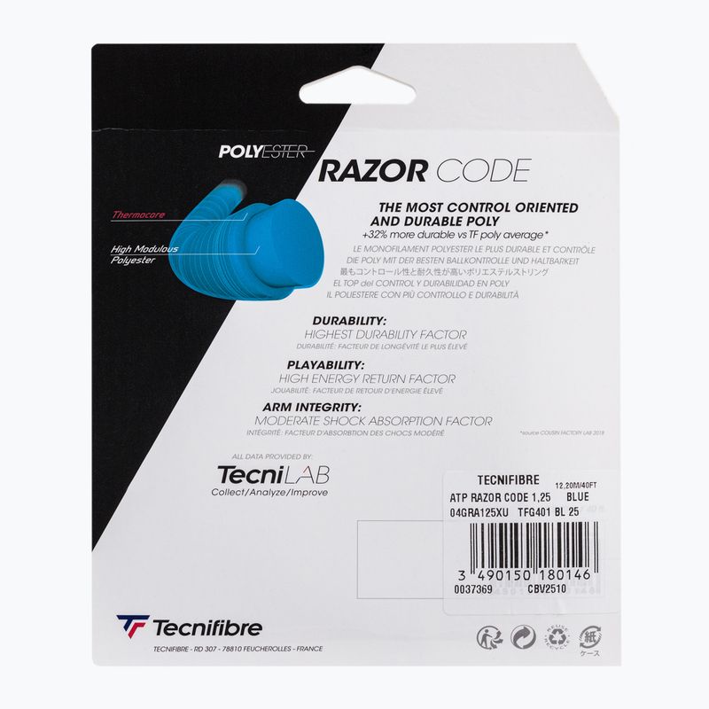 Tenisová struna Tecnifibre Razor Code 12 m modrá 04GRA125XU 2