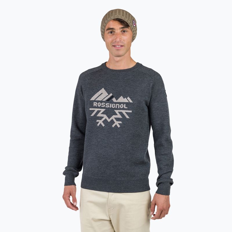 Pánsky sveter Rossignol Jacquard Crew Neck onyx grey