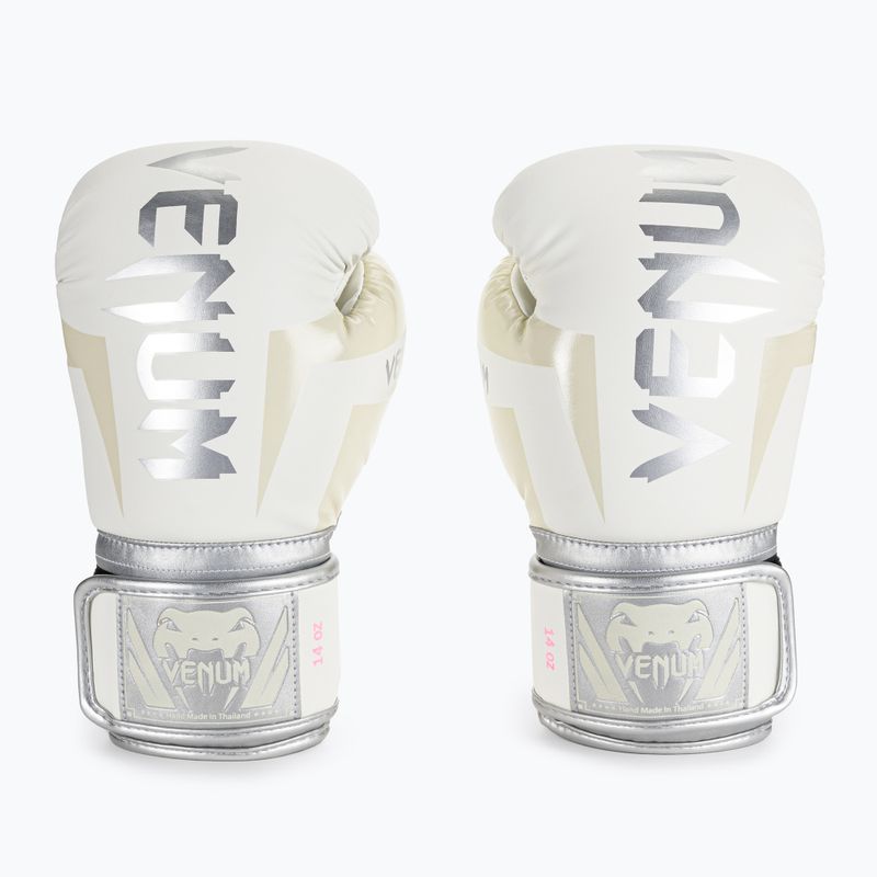 Pánske boxerské rukavice Venum Elite bielo-strieborné 1392-574