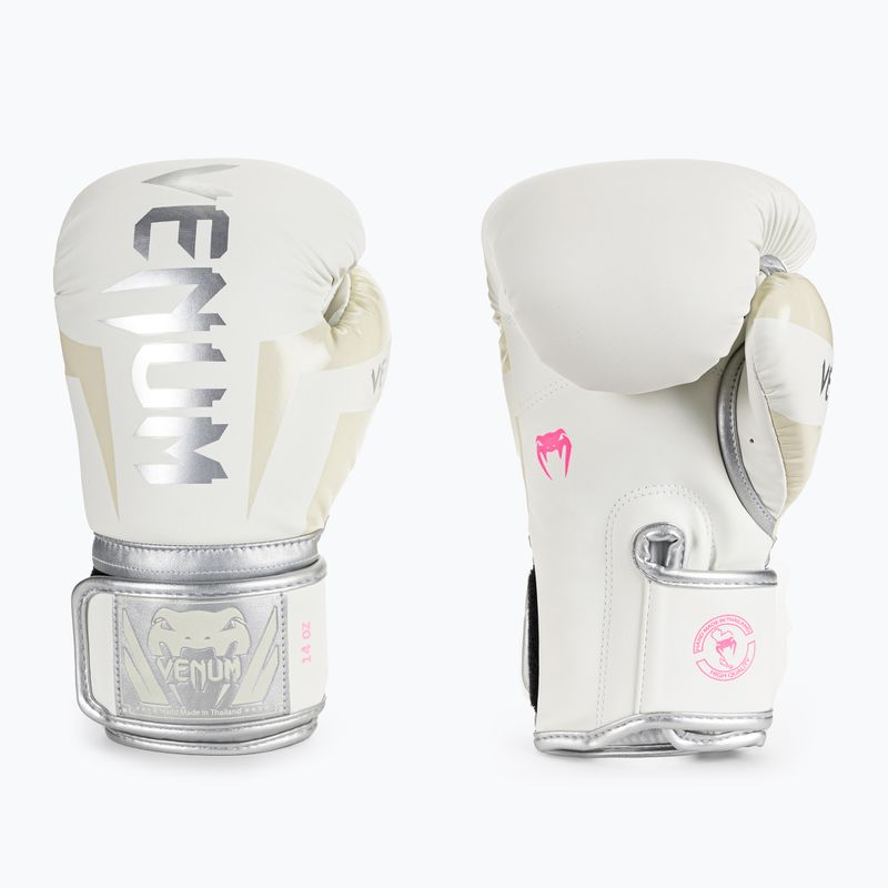 Pánske boxerské rukavice Venum Elite bielo-strieborné 1392-574 3