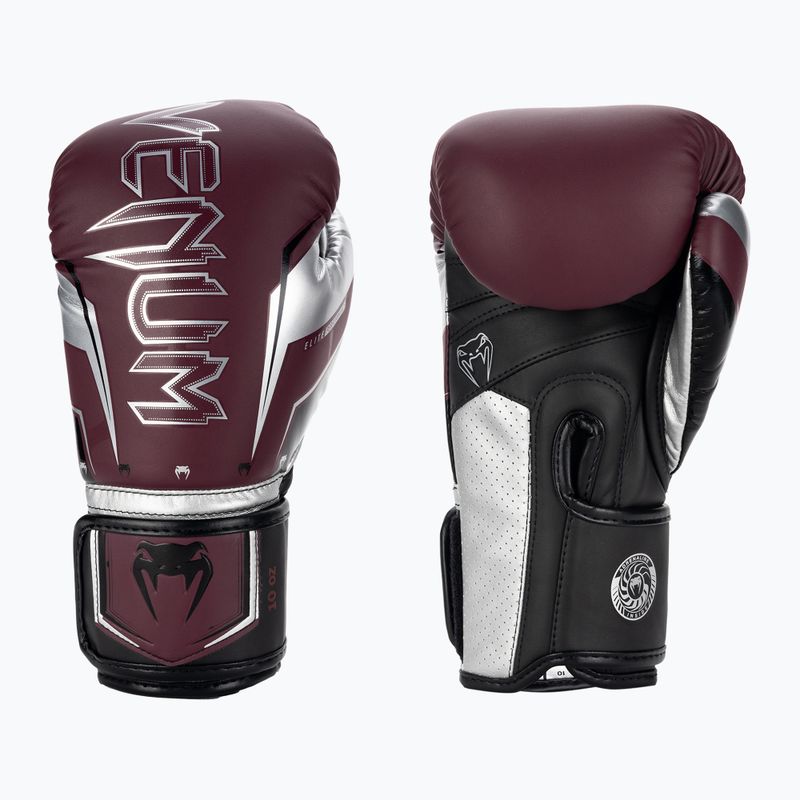 Boxerské rukavice Venum Elite Evo bordová/strieborná